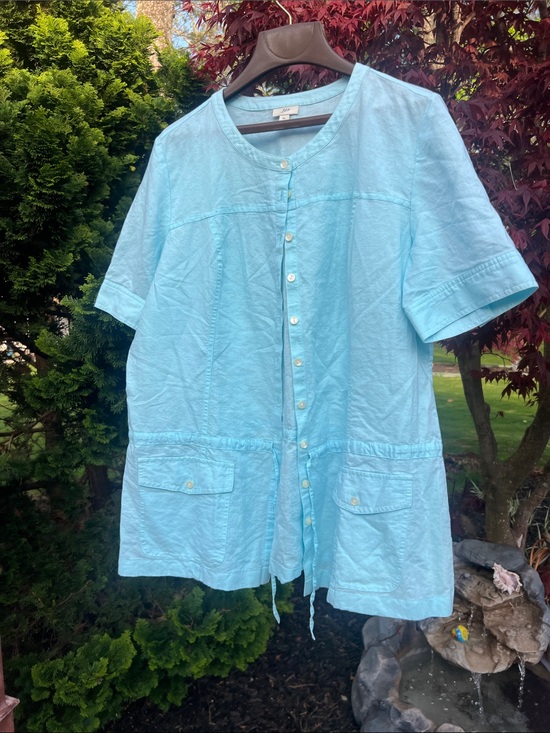 J. Jill Tops - J. Jill Pale Blue Button-Front Short Sleeve Top